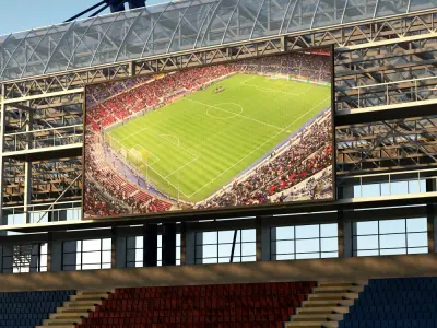 Stadium seating tribune wide high detail 3D model