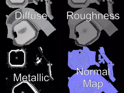 SciFi Vault Door model pack  highly detailed metallic structure Low-poly 3D model