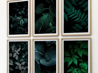 JUNIQE Dark leaves poster 3D model