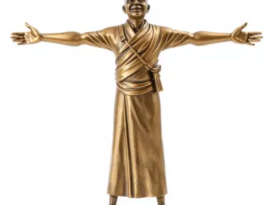 Bronze Monk Statue model pack Low-poly 3D model