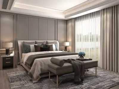 Modern Bedroom Scene 32 3D model