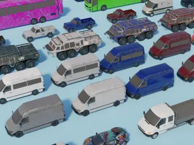 Low Poly Cars Pack-  Game Assets Low-poly 3D model