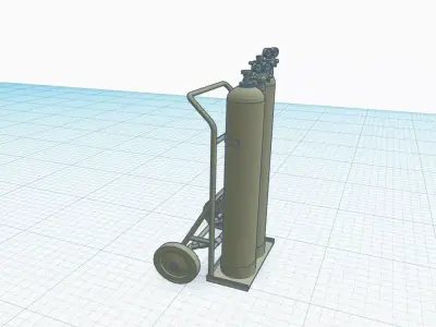 soldier car with oxygen and acetylene tank  1-87 scale H0 3D print model