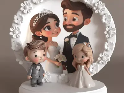 Cute Wedding Frame 3D Model STL for Decoration Gift 3D print model