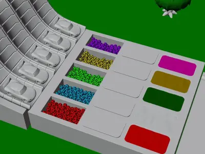 MC Queen Toy Cars participate competition  to broke the fruits  3D model