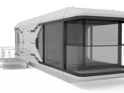 Capsule Modular Two-Room House Low-poly 3D model