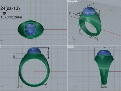 Cabochon Ring 0724 Free 3D print model