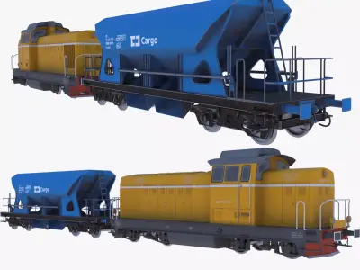 Cargo train PBR V 3D model