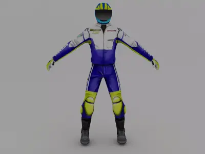 Snowmobilbiker motorcyclist in racing suit 3D model