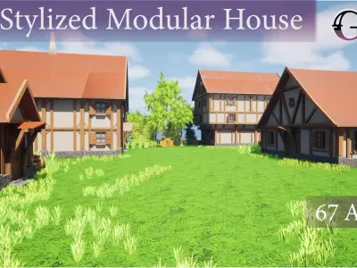 Stylized Modular House  Low-poly 3D model