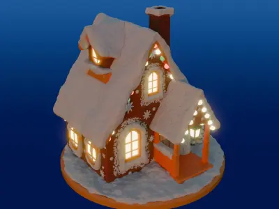 Snowy gingerbread house 3D print model