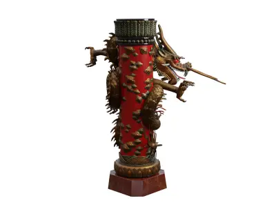 Chinese Dragon Column 3D model
