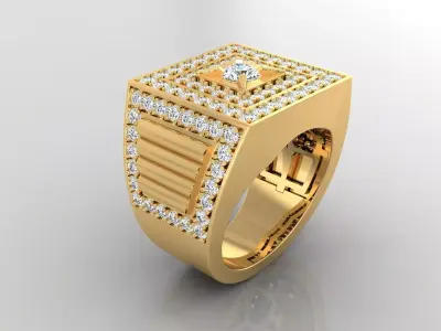Ring M5  Mens luxury ring with gem 3D print model