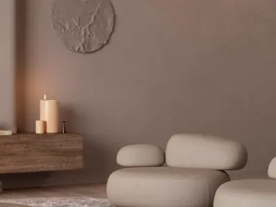 Living room interior scene 3D model