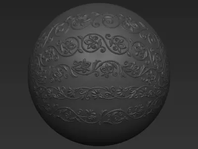 5 Decorative Seamless Trim Ornament Alpha and Brush 3D model
