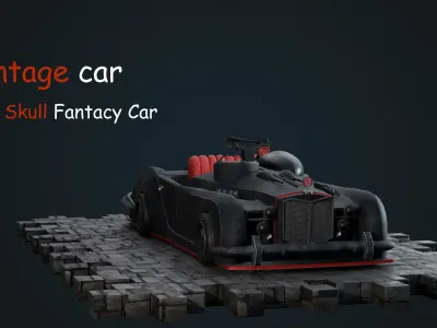 Red Skull Fantacy Vintage Car Low-poly 3D model