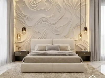 modern panel wall decor set relief stl mural CNC 186  3D model