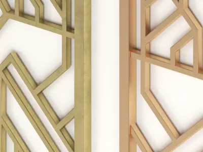 Decorative gold plaster partition screen with geometric pattern 3D model purchase