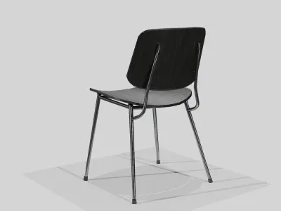 Soborg Metal Base Chair-Black lacquered and Black Steel Low-poly 3D model