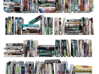 Books 150 pieces 1-3-1 Low-poly 3D model