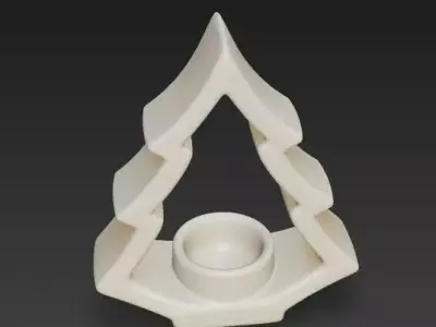 Minimalist Ceramic Christmas Tree Candle Holder 3D print model