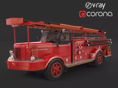 Fire Truck - ENGINE 97 1953 FWD Pumper high poly 3D model