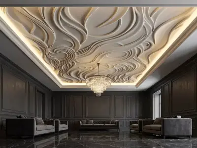 modern panel wall decor set relief stl mural CNC 182 3D model