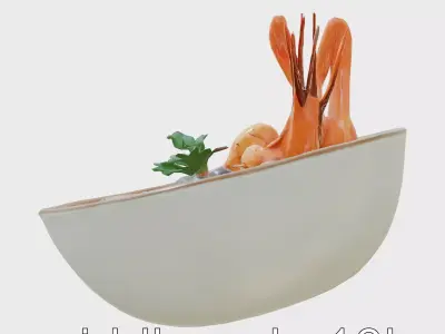 Saffron-Infused Seafood Bouillabaisse Bowl Model Low-poly 3D model
