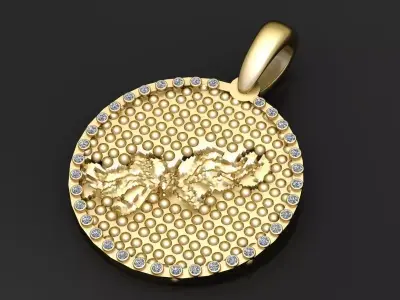gold round pendant  3D printable model  3D print model