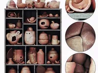 Dishes clay splinter old n2 3D model