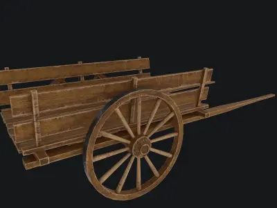 Old Wooden Cart Low-poly 3D model