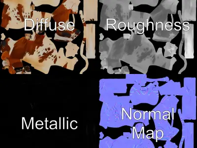 Detailed Cow Model Pack for Production Rendering Low-poly 3D model