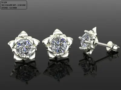 Women Diamond Earrings 3D print model 7
