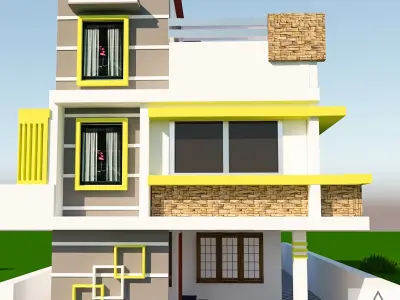 Residential House Elevation Free 3D model