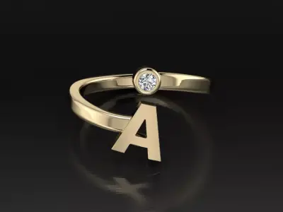 Alphabet Jewelry ring A 3D print model