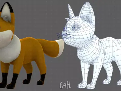 Dog base cartoonV10 Low-poly 3D model