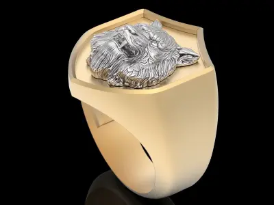 Tiger lion Man ring silver gold jewelry 3D print model