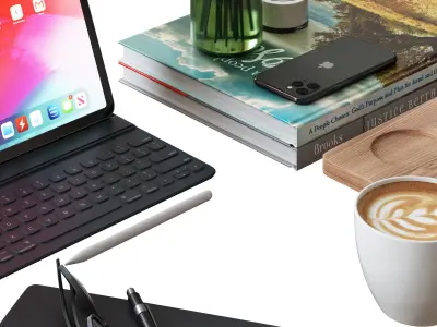 Decorative Set for a Cafe Table 3D model