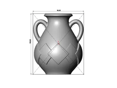 Squares pattern greek vintage urn and vase 3D print model