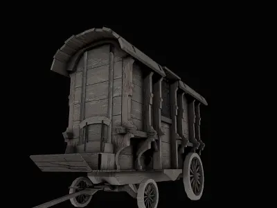 Low poly wagon Low-poly 3D model