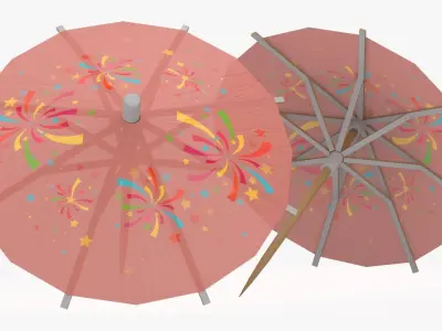 Cocktail wooden umbrella decoration  3D model
