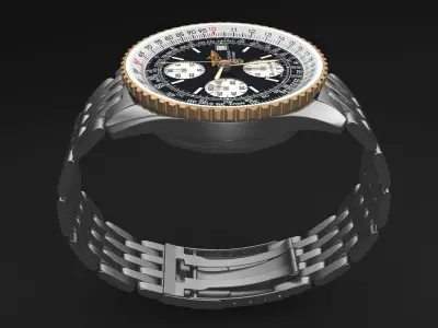 Breitling Navitimer II steel braclet mens watch 3D model