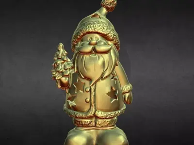 santa holding tree lighted decoration 3D model