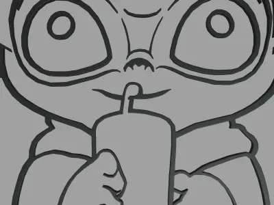 Baby Yoda Wall Silhouette 01 3D print model