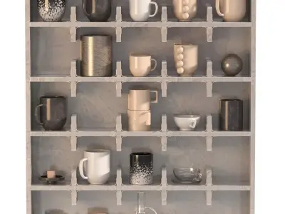 Wall Mounted Mug Shelf 02 3D model