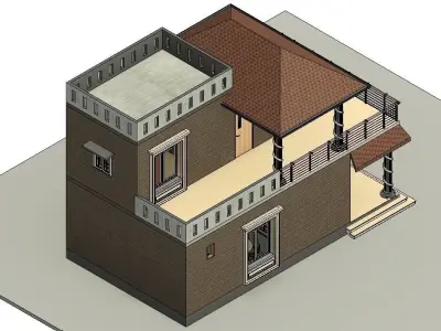 3bedroom small Family House plan Low-poly 3D model