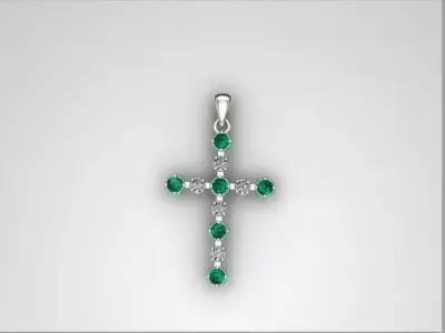 beautiful and graceful cross with diamonds 3D print model