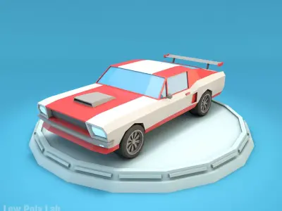 Cartoon Racing City Car Low-poly 3D model