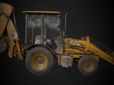 JCB Backhoe Loader model Low-poly 3D model 3D model