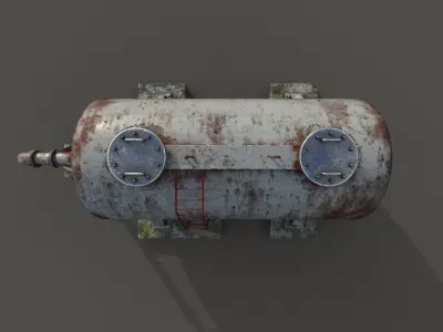 Oil tank Low-poly 3D model 2